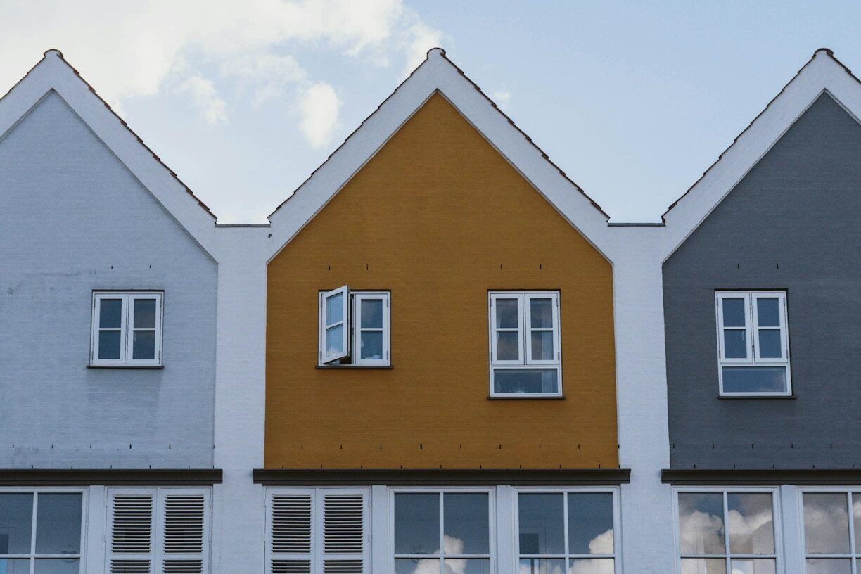 Three houses made by builders.